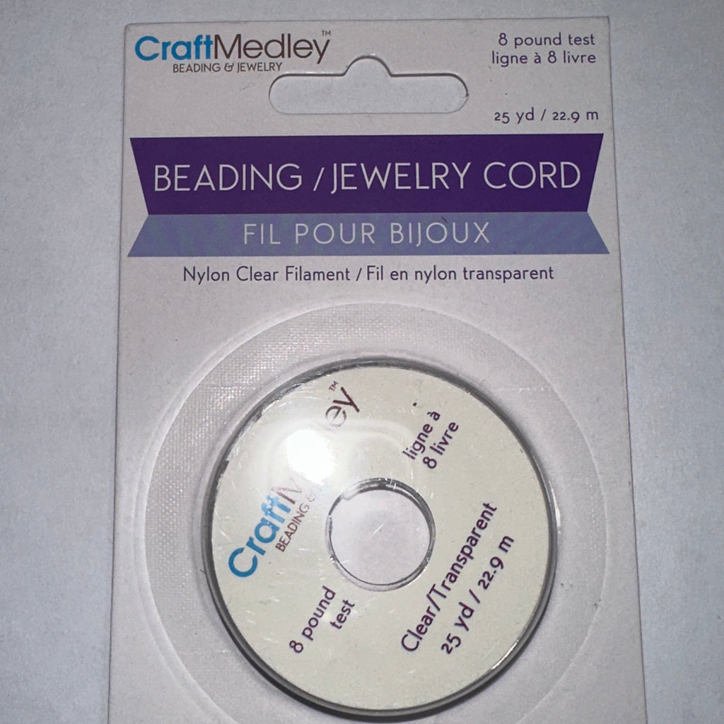 CraftMedley Clear Nylon Beading & Jewelry Cord – 8 lb Test, 25 yd (22.9 m) – front
