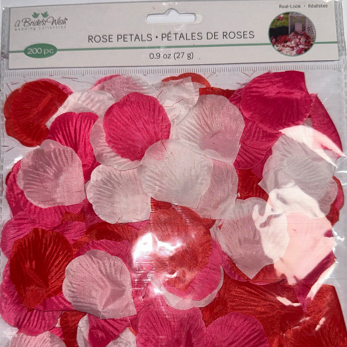 A Bride's Wish Artificial Rose Petals – Lover's Mix, Red, Pink & White, 200 pc – product photo