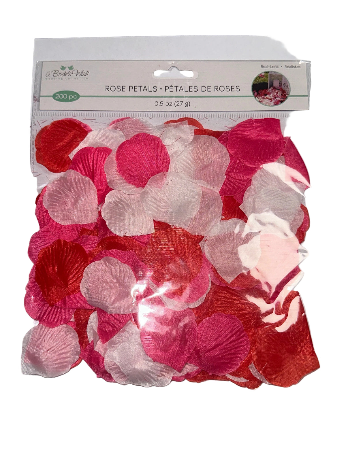 A Bride's Wish Artificial Rose Petals – Lover's Mix, Red, Pink & White, 200 pc – product photo