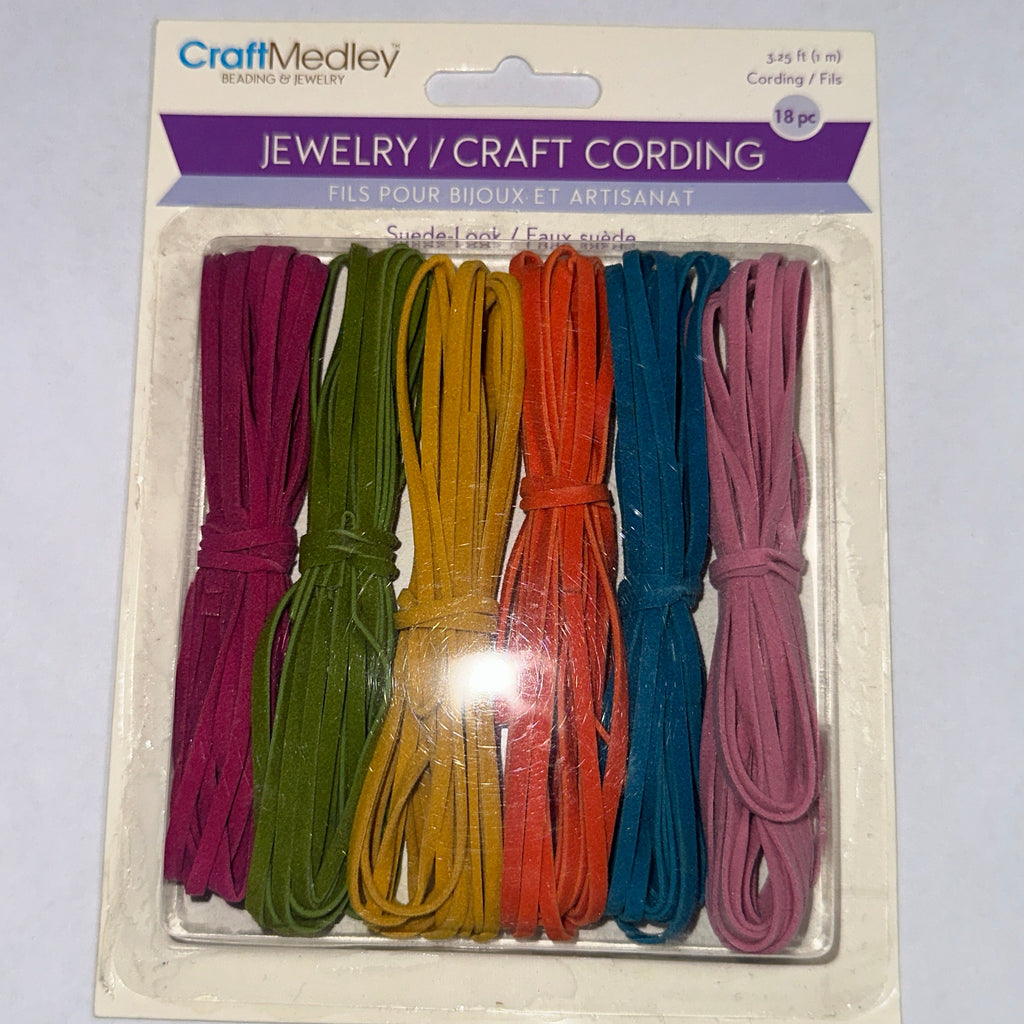 CraftMedley Suede-Look Jewelry & Craft Cording – 6 Colours, 18 pc, 3.25 ft (1 m) Each – product photo