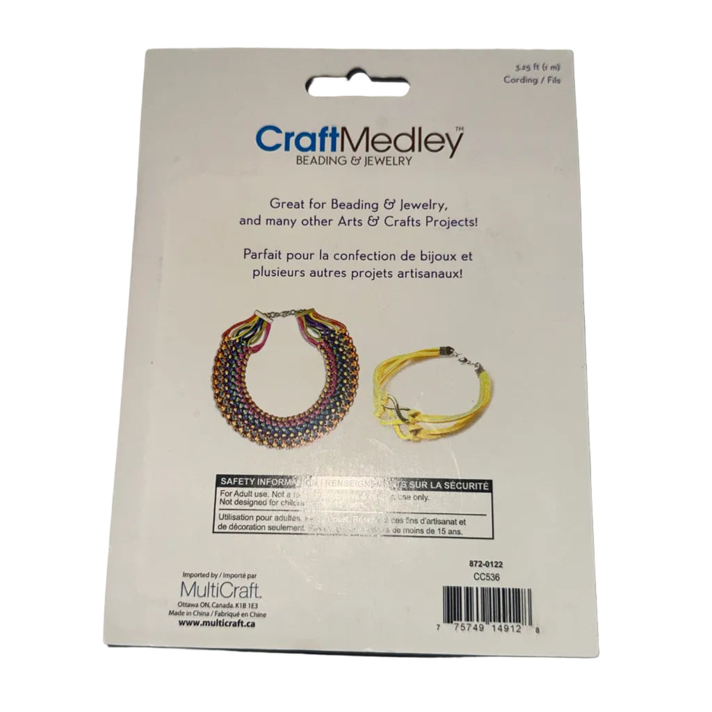 CraftMedley Suede-Look Jewelry & Craft Cording – 6 Colours, 18 pc, 3.25 ft (1 m) Each – product photo