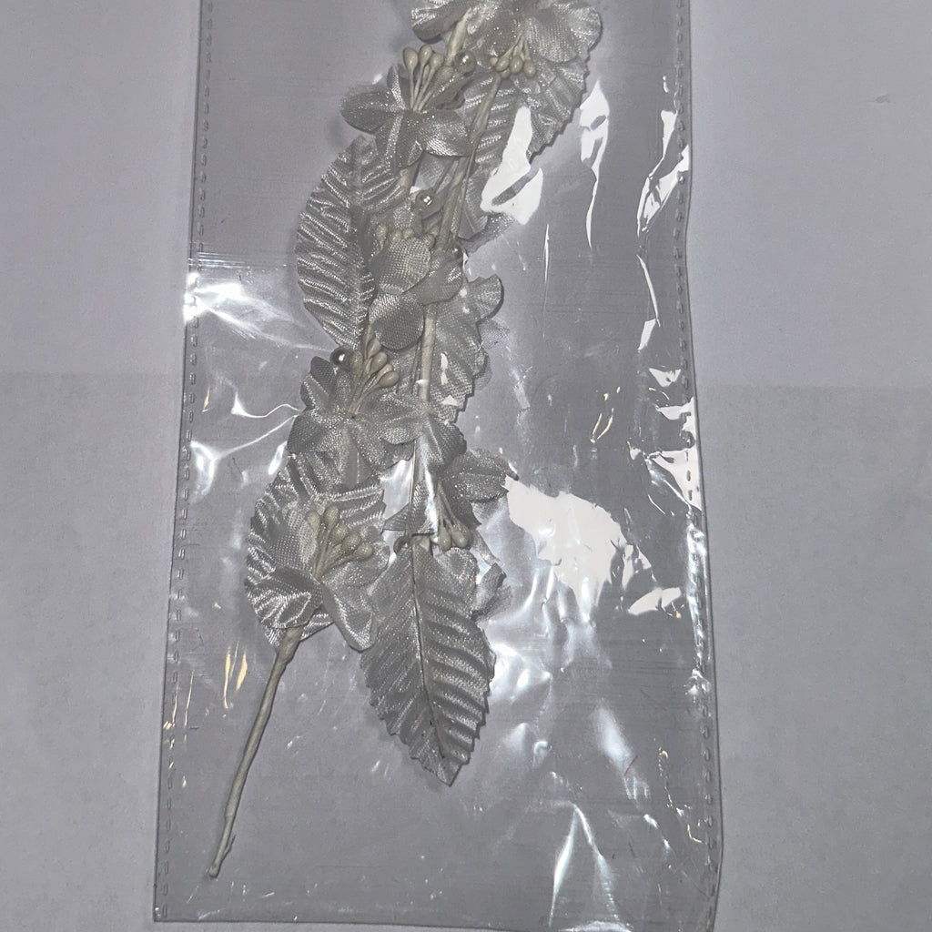 A Bride's Wish Floral Head Piece with Pearls – White Organza, 14.5 in (37 cm), 1 pc – product photo