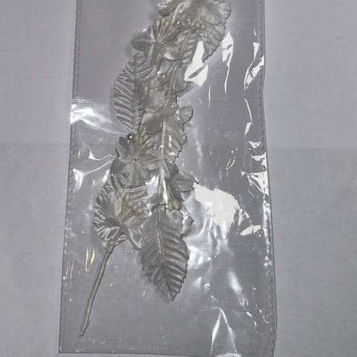 A Bride's Wish Floral Head Piece with Pearls – White Organza, 14.5 in (37 cm), 1 pc – product photo