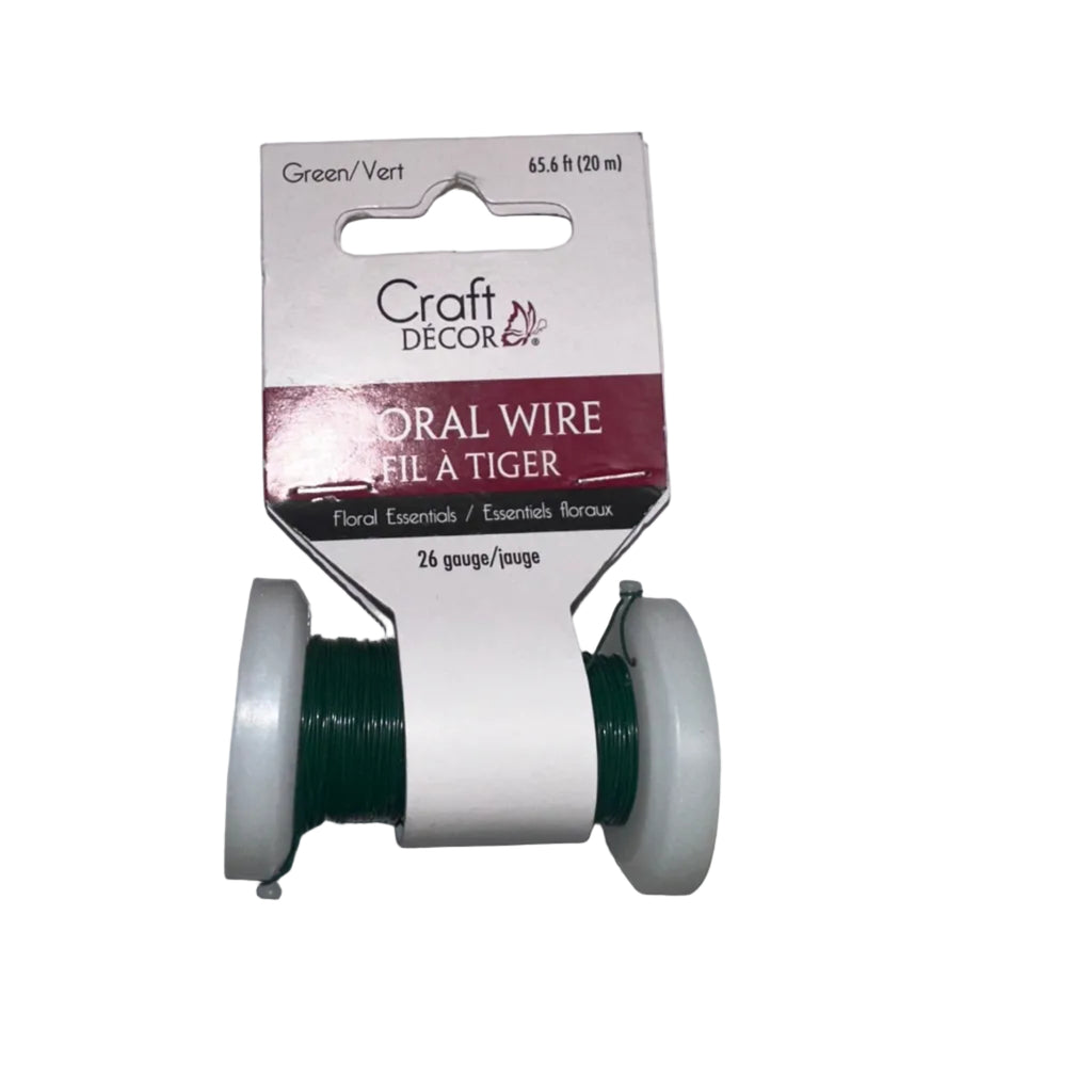 Craft Décor Green Floral Wire – 26 Gauge, 65.6 ft (20 m) Spool – product photo