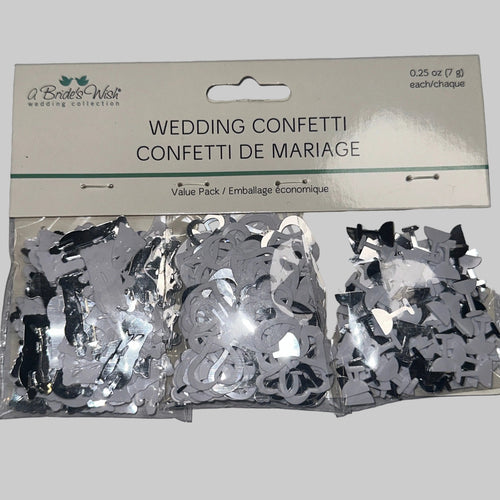 A Bride's Wish Wedding Confetti Value Pack – White & Silver Medley, 3 x 0.25 oz (7 g) – product photo