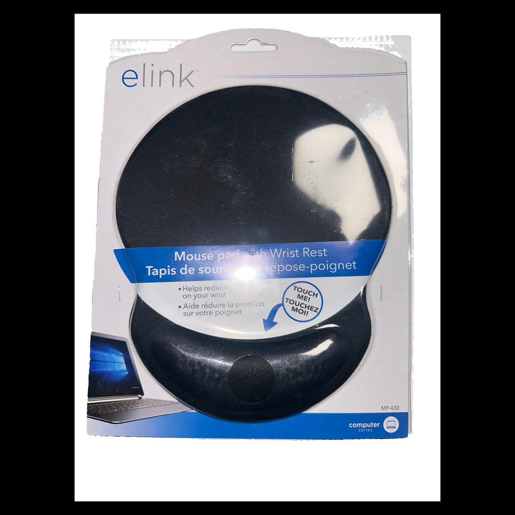 Elink Mouse Pad with Foam Wrist Rest – Ergonomic, Black (MP-430)