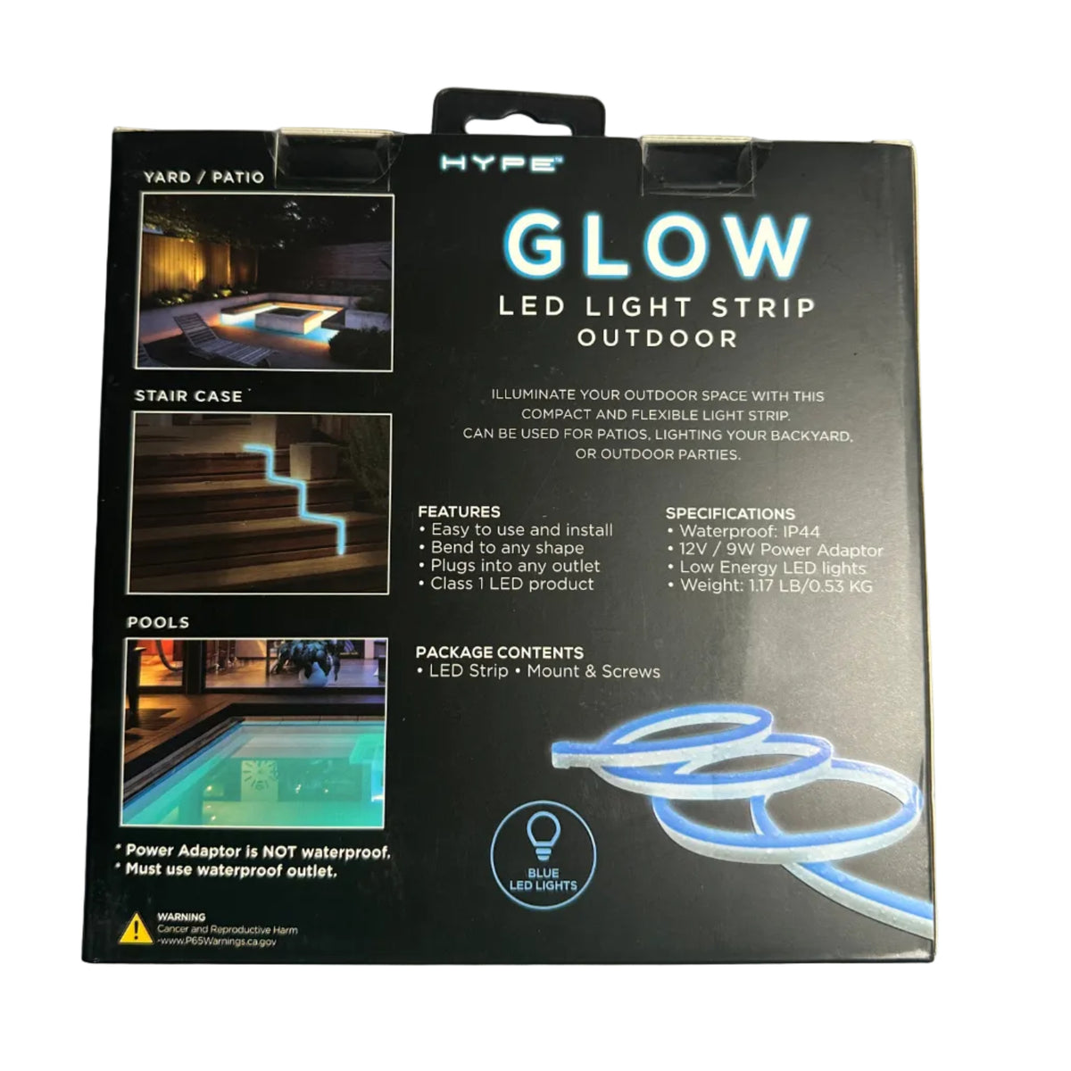 HYPE Glow Outdoor LED Light Strip – 12 ft, Blue ( CA69991)