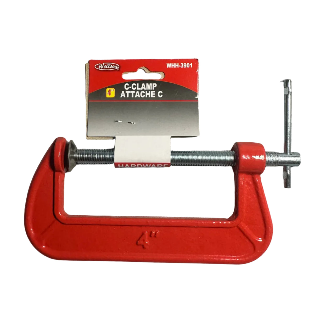 Wellson Red C-Clamp – 3-inch or 4-inch – detail or packaging