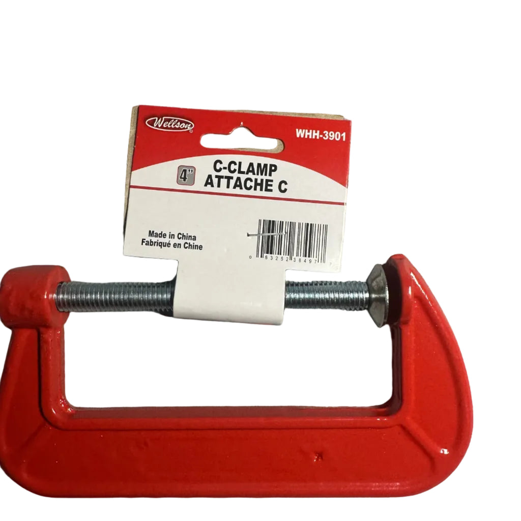 Wellson Red C-Clamp – 3-inch or 4-inch – detail or packaging