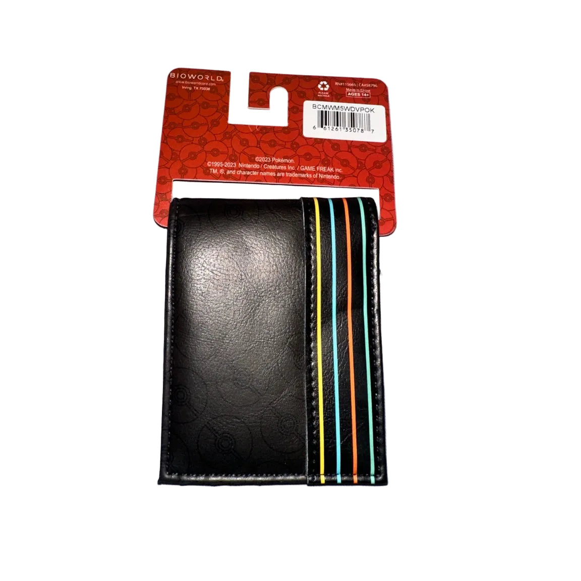 Bioworld Pokémon character bifold wallet back and barcode