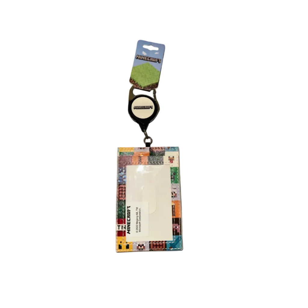 Bioworld Minecraft retractable lanyard and ID badge holder back