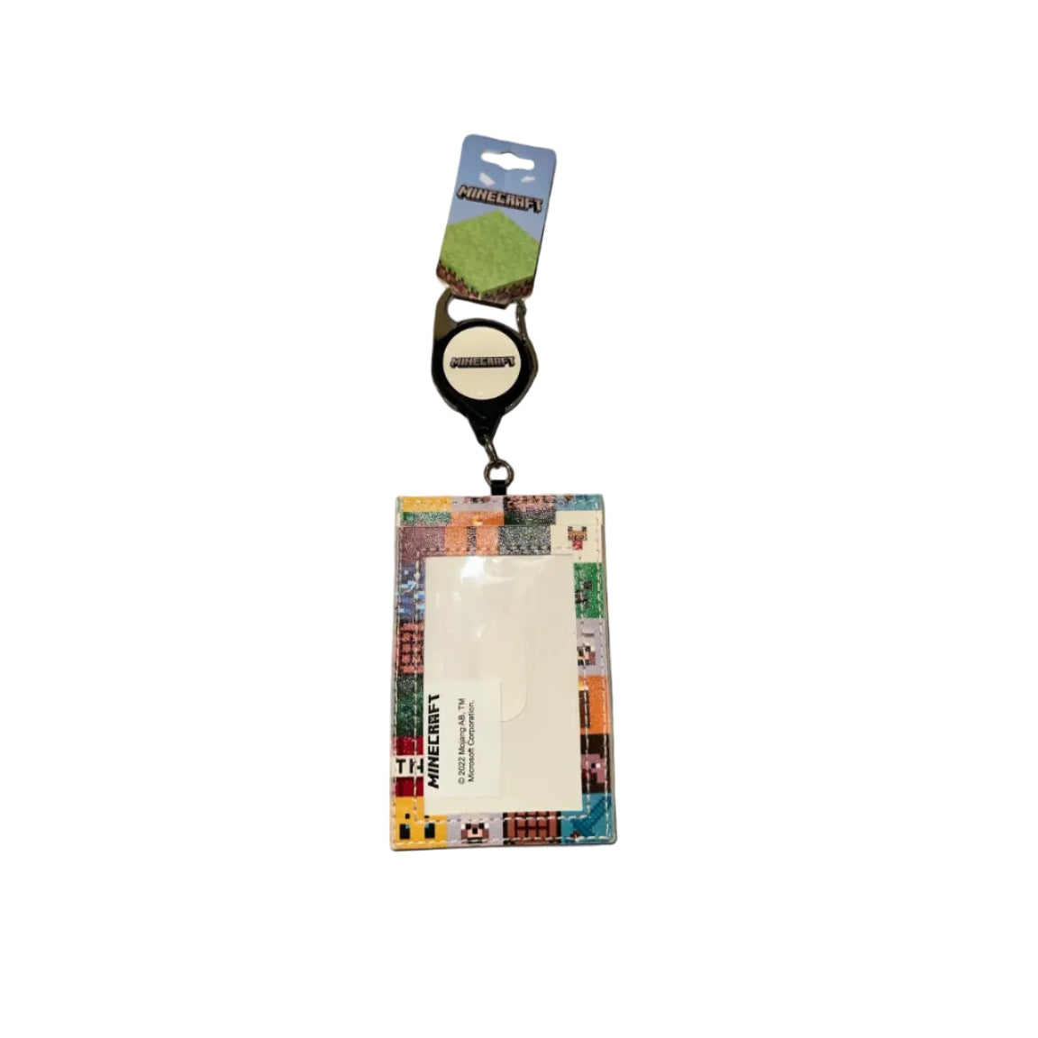 Bioworld Minecraft retractable lanyard and ID badge holder back