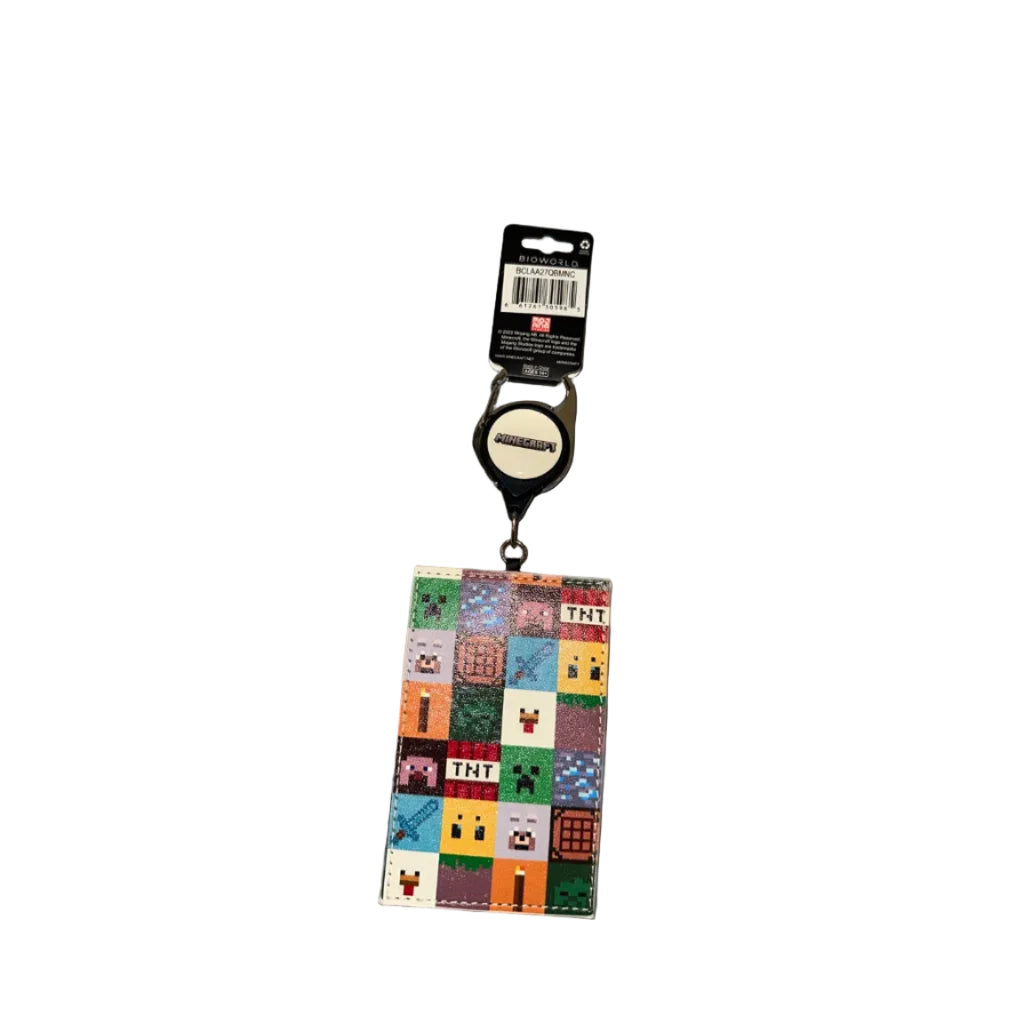 Bioworld Minecraft retractable lanyard and ID badge holder front