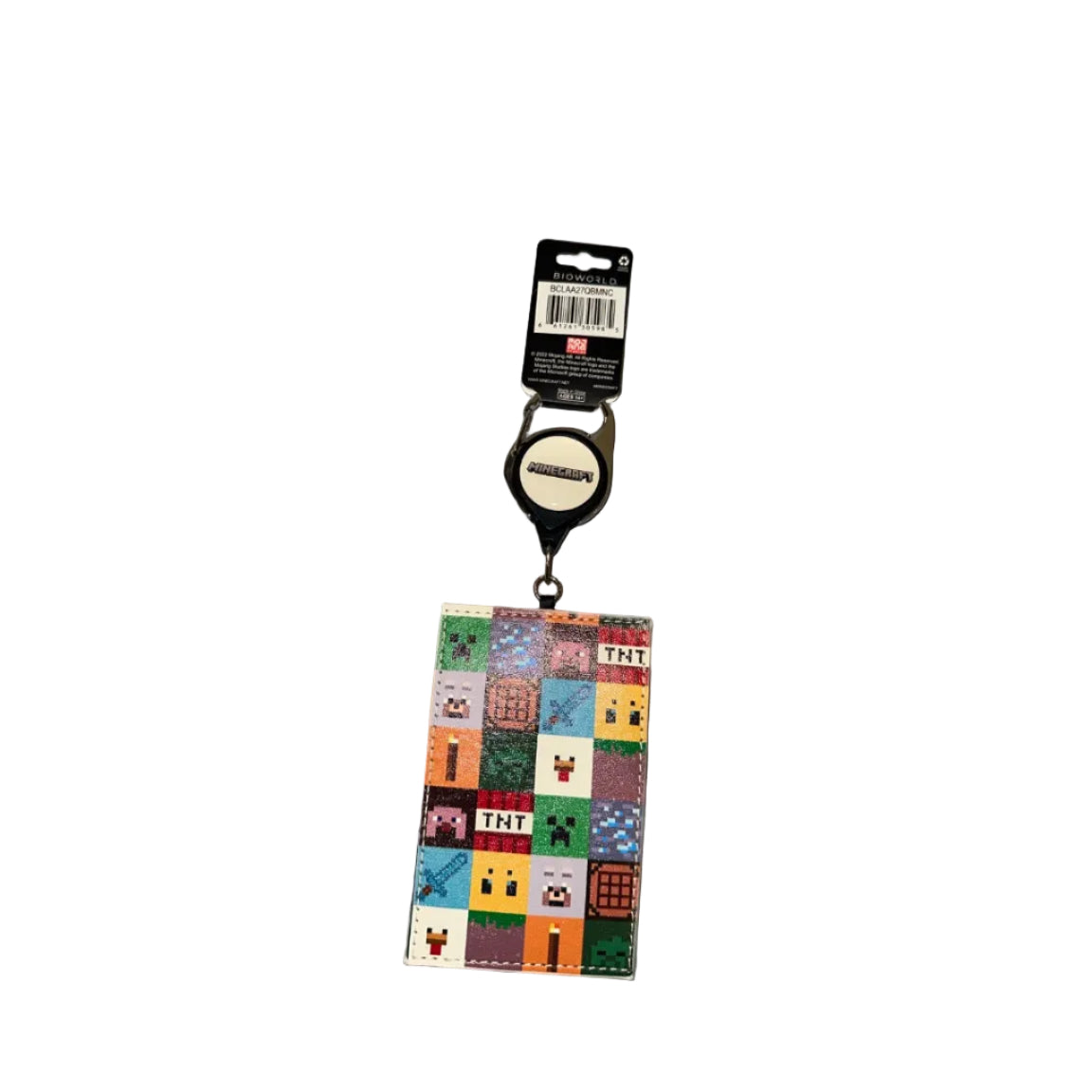 Bioworld Minecraft retractable lanyard and ID badge holder front