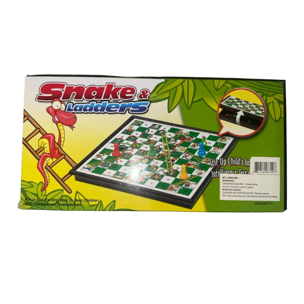 Magnetic Snakes and Ladders reverse box with barcode