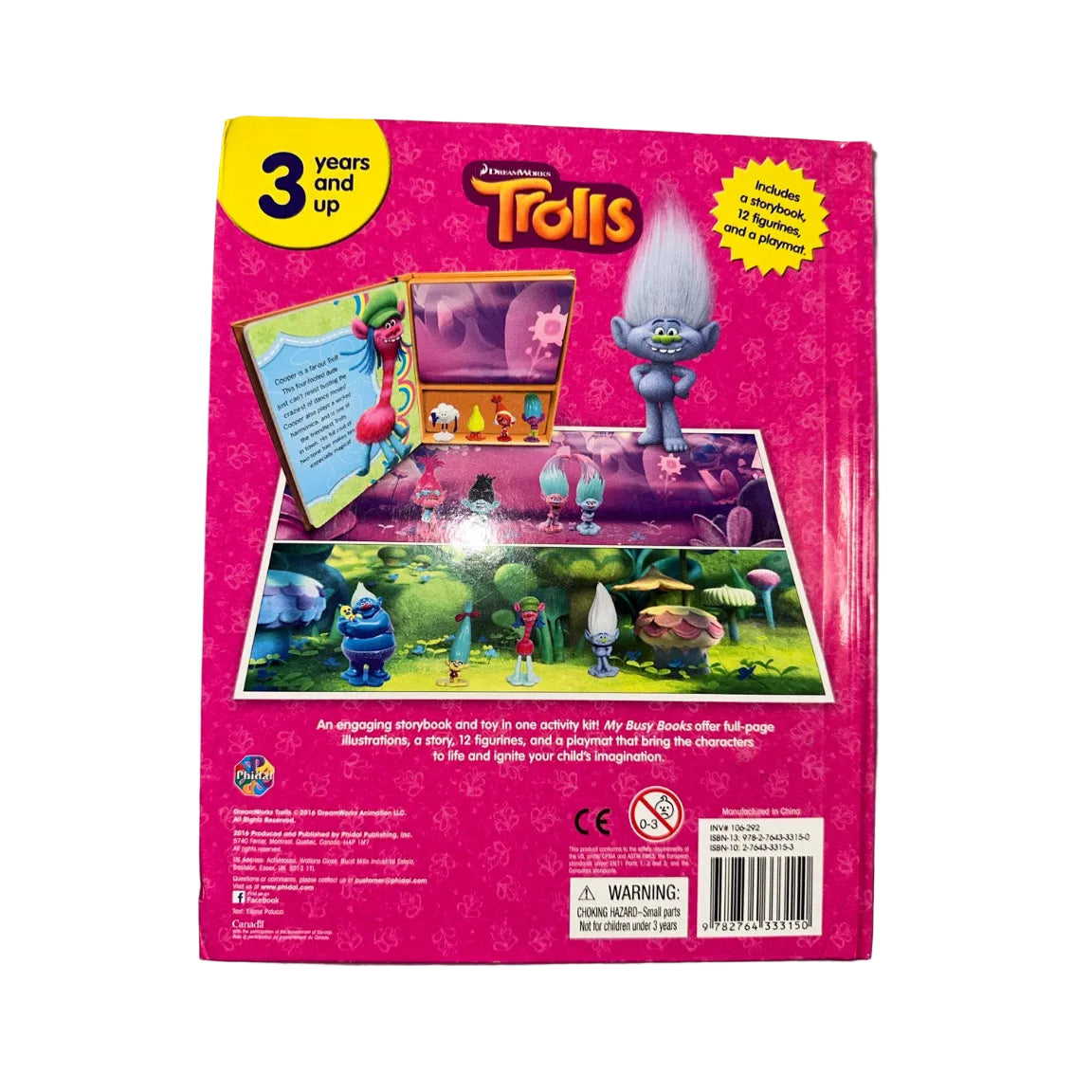 DreamWorks Trolls – My Busy Books Storybook, 12 Figurines & Playmat – back cover