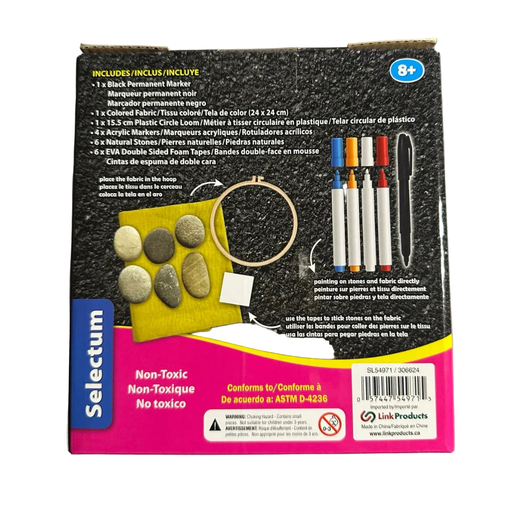Selectum Stone Art Kit contents and barcode on back packaging