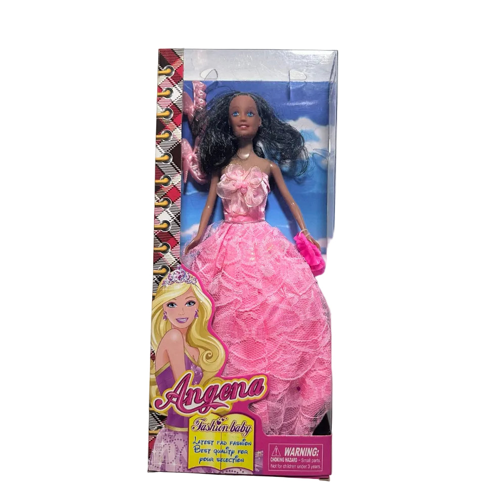 Angena fashion doll bright pink lace dress