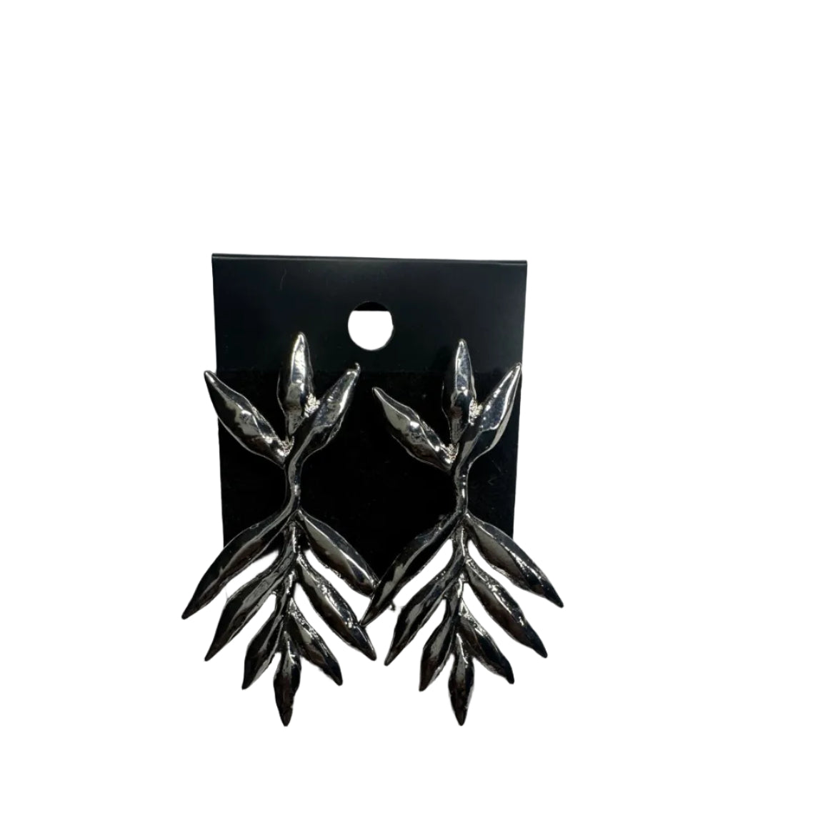 Silver-Tone Branch and Leaf Drop Earrings
