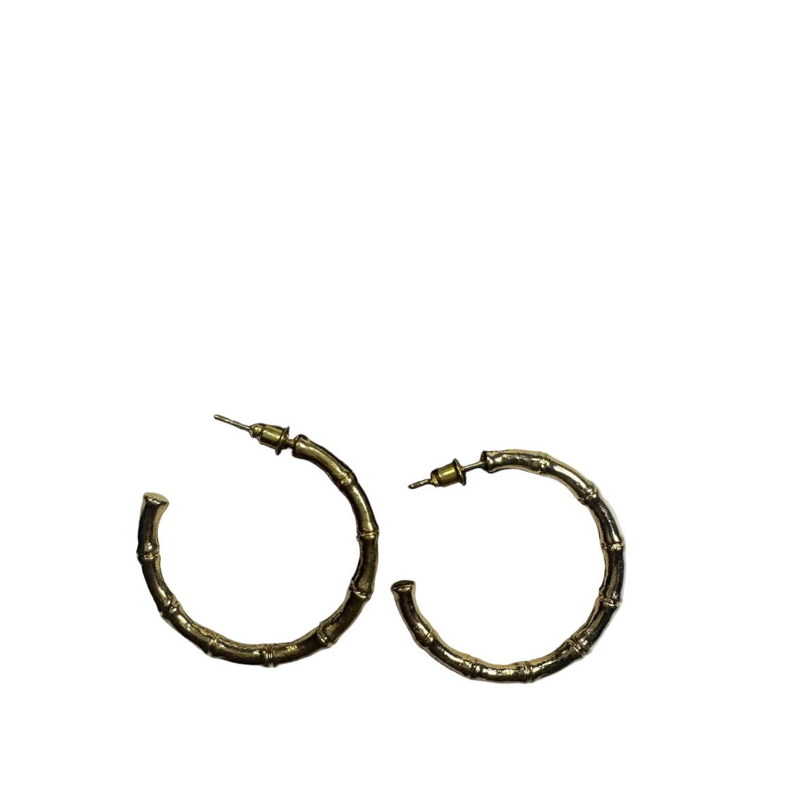 Gold-Tone Bamboo-Style Open Hoop Earrings