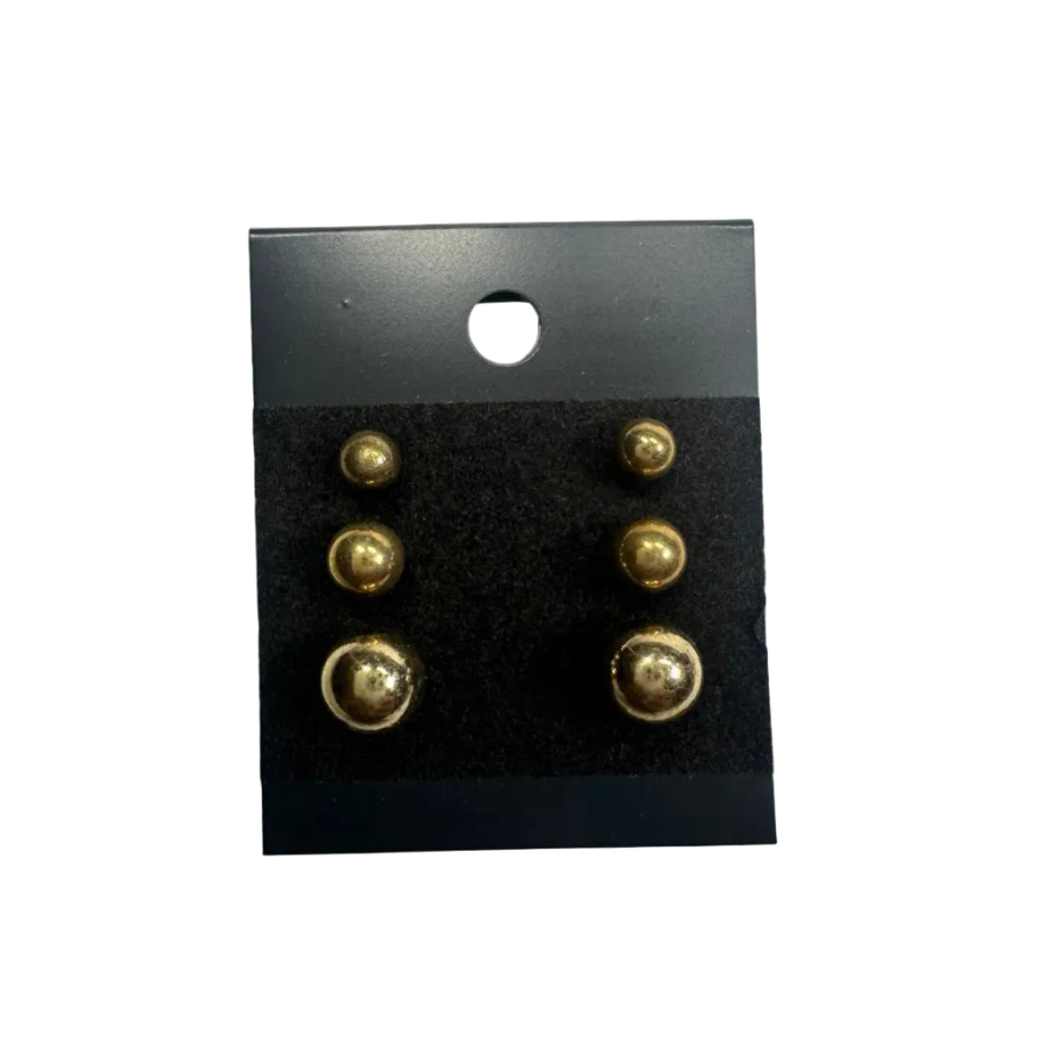 Gold-Tone Ball Stud Earrings - Set of 3 Pairs