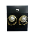 Gold-Tone Geometric Faux Pearl Stud Earrings