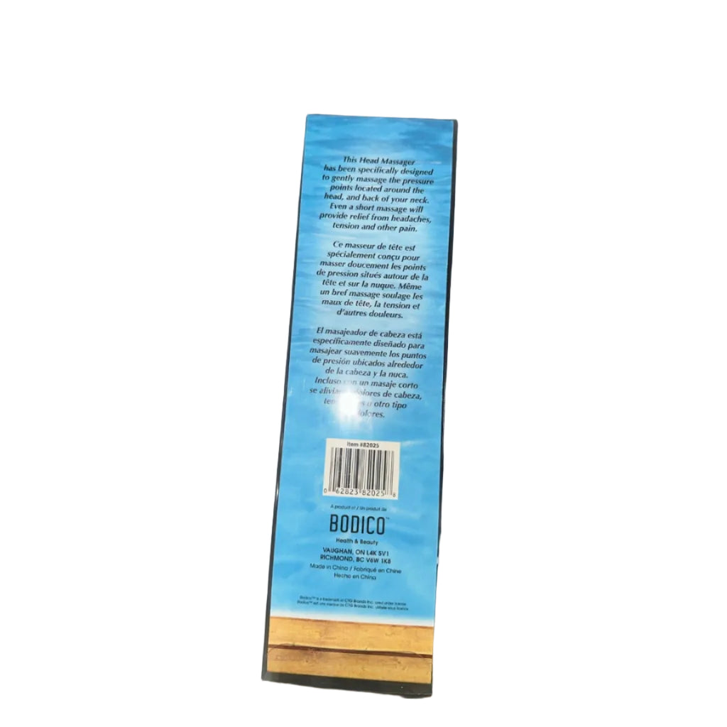 Bodico Spa head massager back packaging with UPC