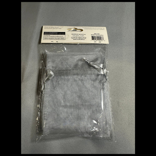 A Bride's Wish Shimmering Silver organza bags 4 x 5 in - back and barcode