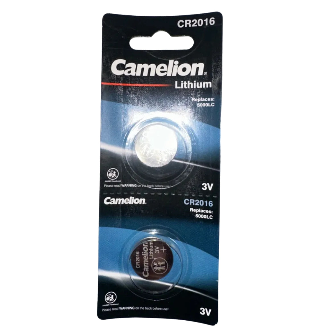 Camelion CR2016 3V lithium battery 2 pack front