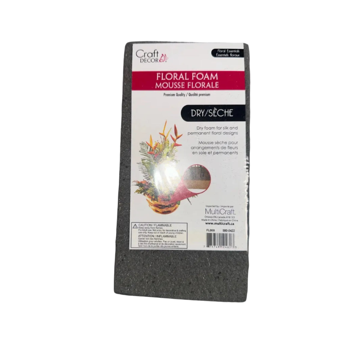 Craft Decor dry floral foam front label