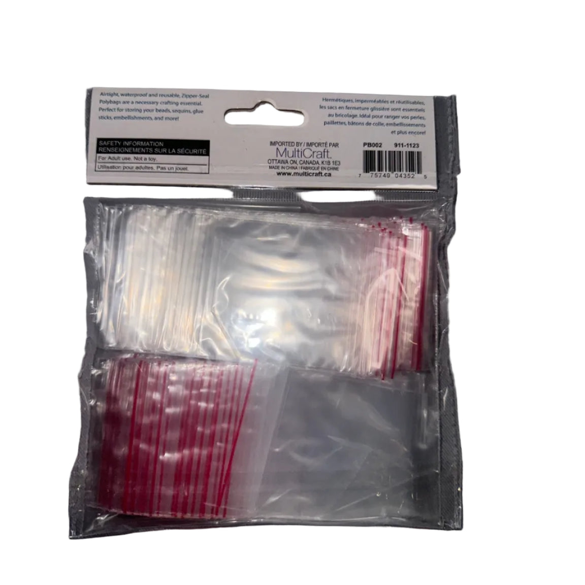 Craft Medley Zipper-Seal Polybags 2x2 140pc back alternate