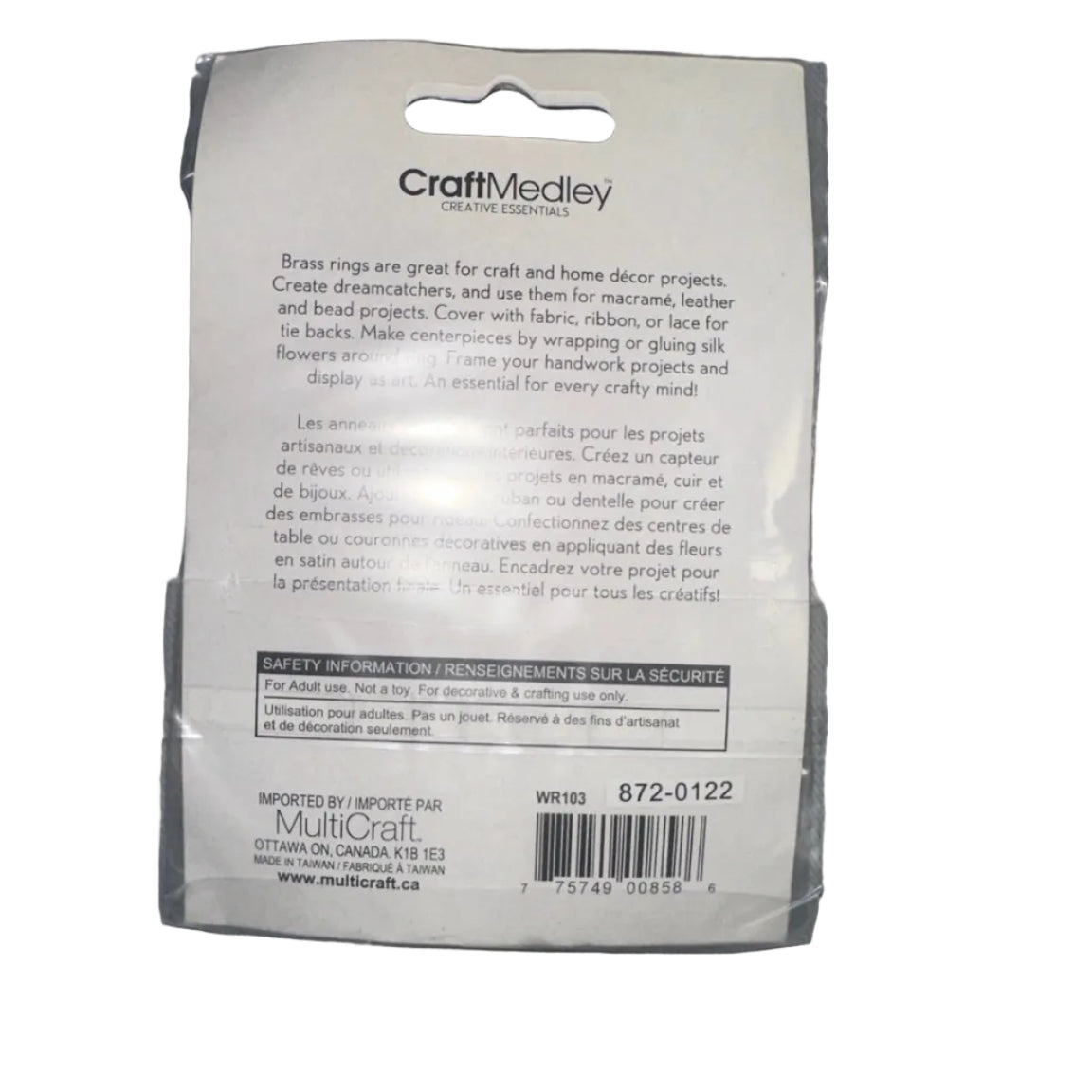 CraftMedley 3 inch brass rings 2 pack back with barcode