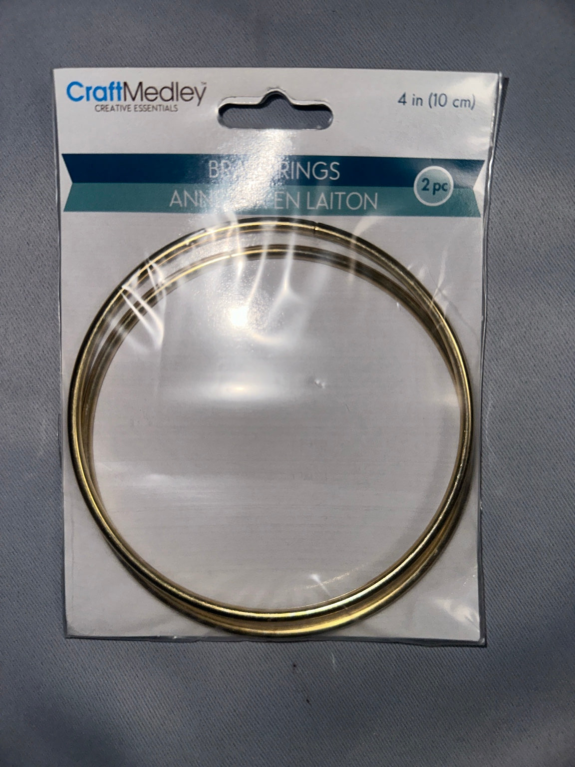 CraftMedley 4 inch brass rings 2 pack front