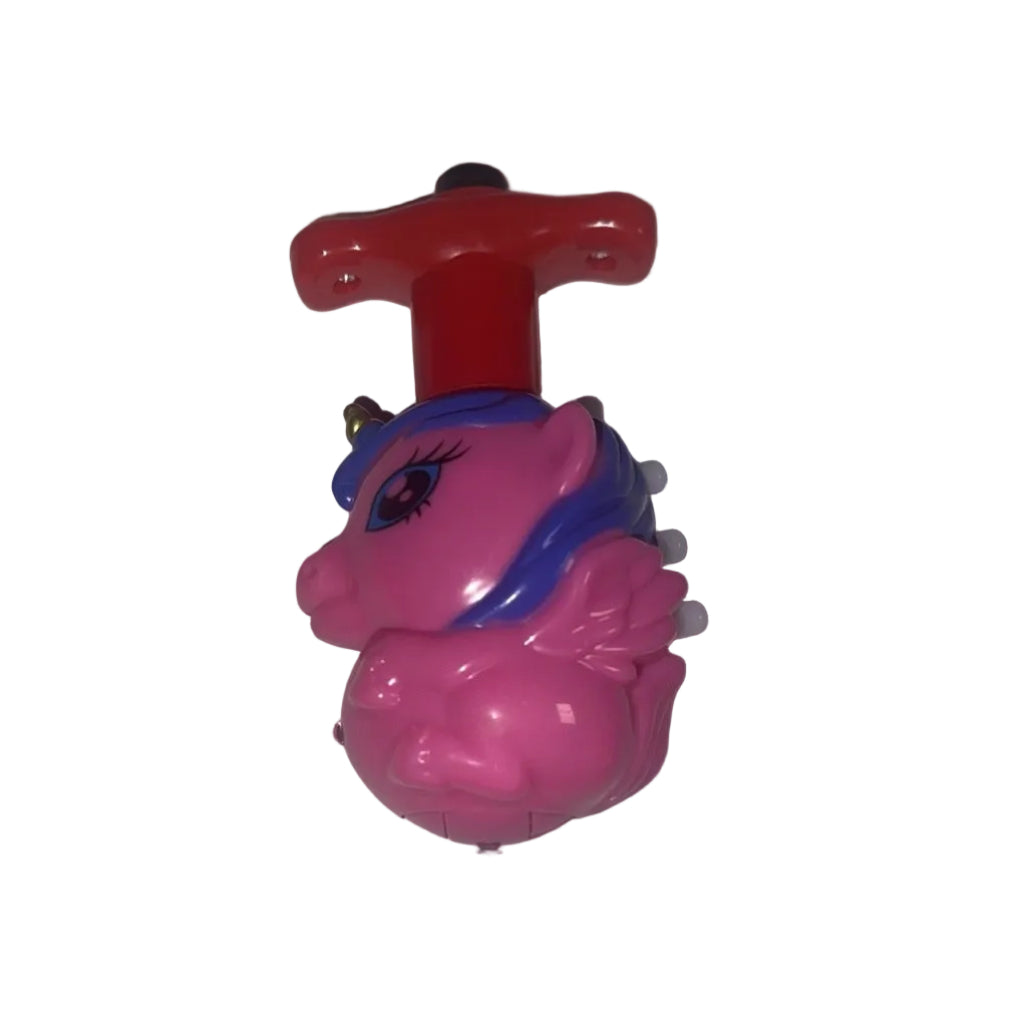 Pink pony spinning top with blue mane