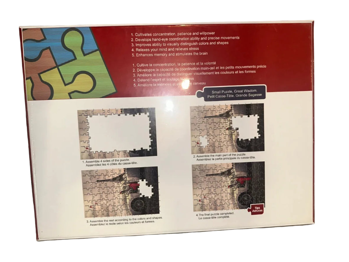 Funfair puzzle back with assembly instructions