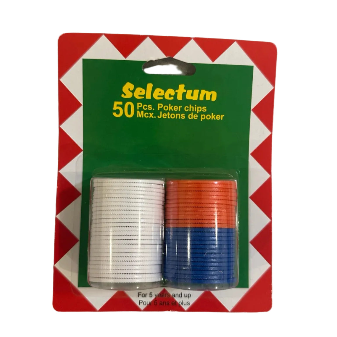 Selectum Poker Chips – 50 Pieces – White, Red & Blue