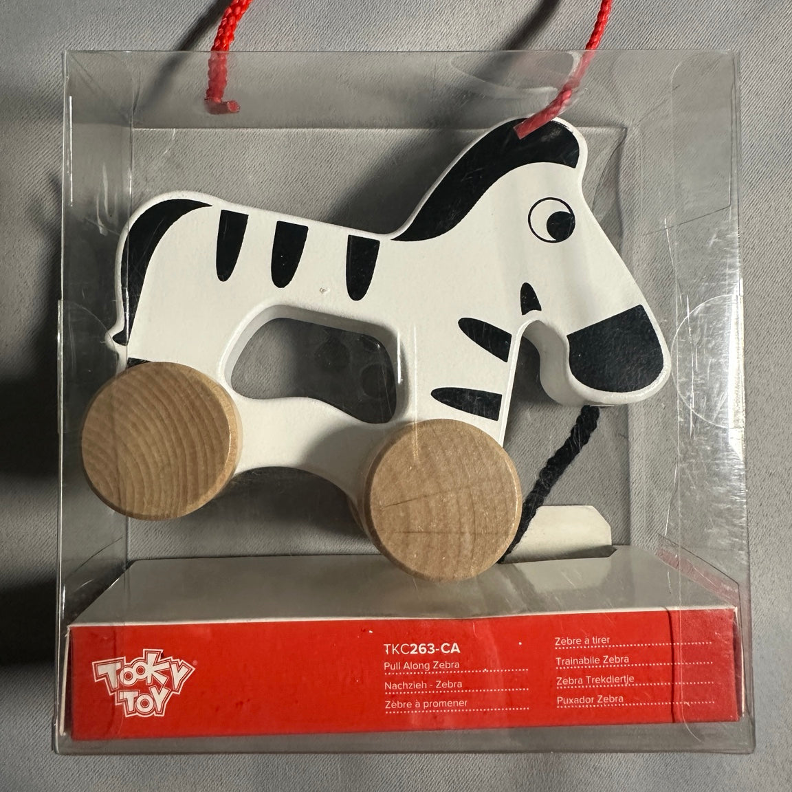 Tooky Toy Wooden Pull Along Zebra Toy – Black & White front