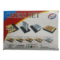 L&J 5-in-1 Folding Chess, Checkers, Ludo & Snakes and Ladders Game Set – LJ3308 product package 5895