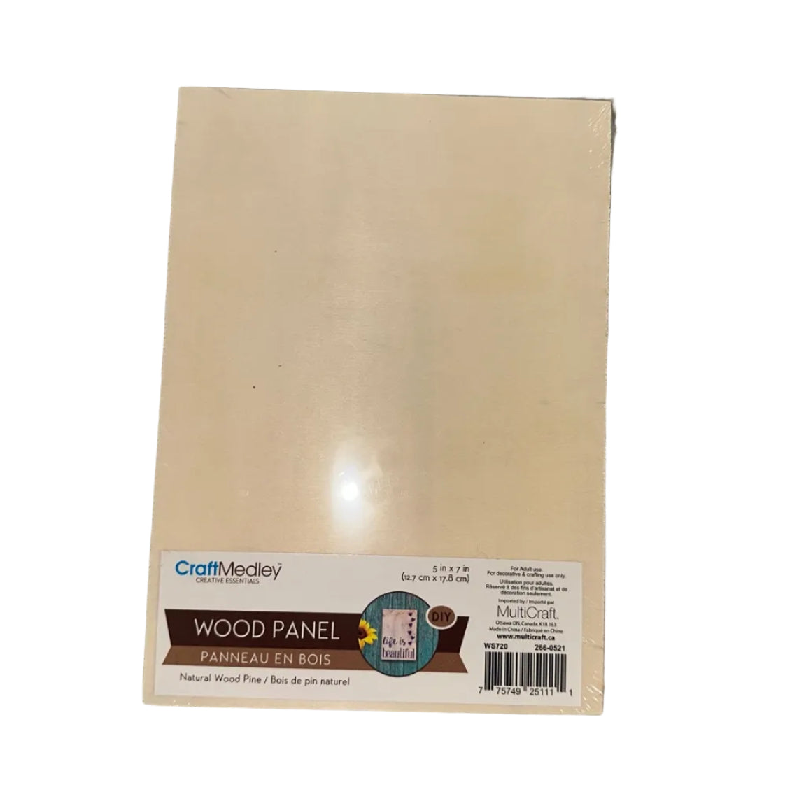 CraftMedley natural pine wood panel package 5 x 7 inches