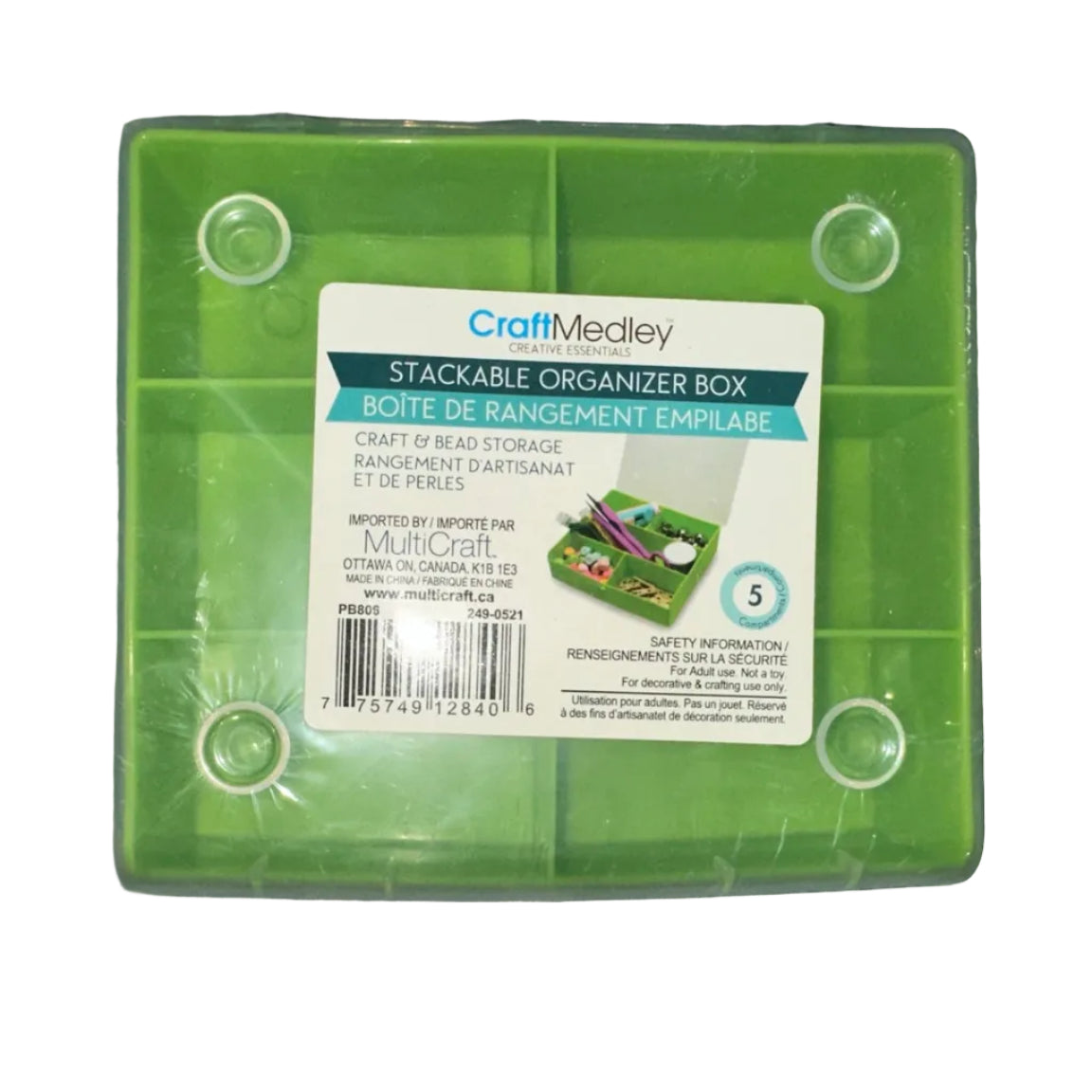 CraftMedley green stackable craft organizer with label
