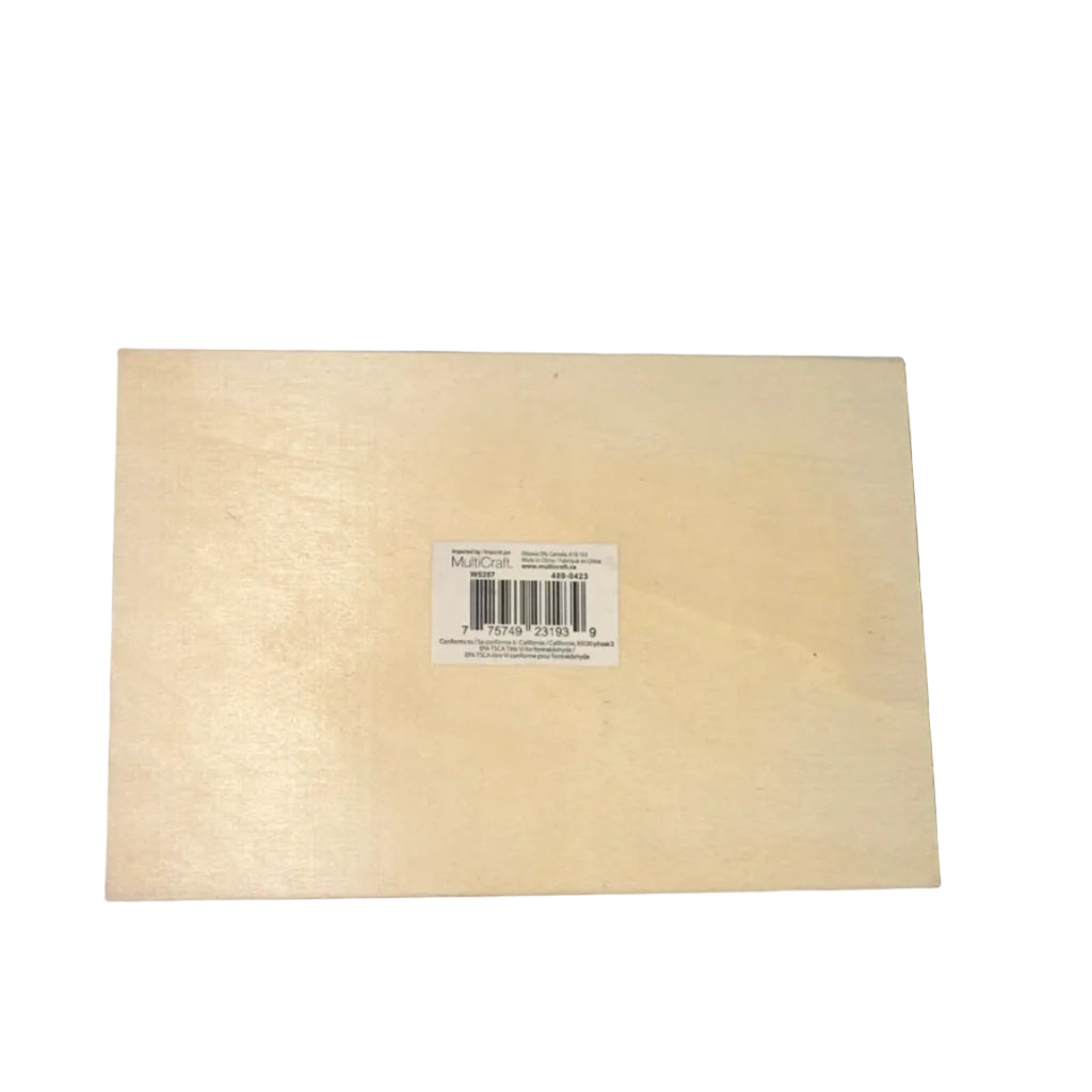Wooden box back showing manufacturer barcode