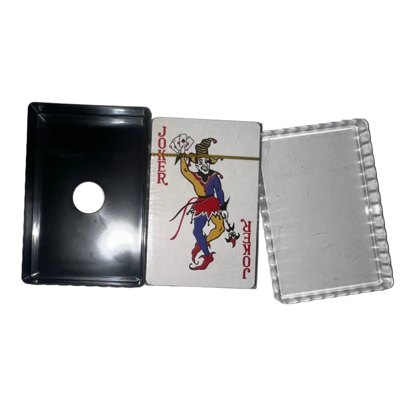 Playing cards and open storage case