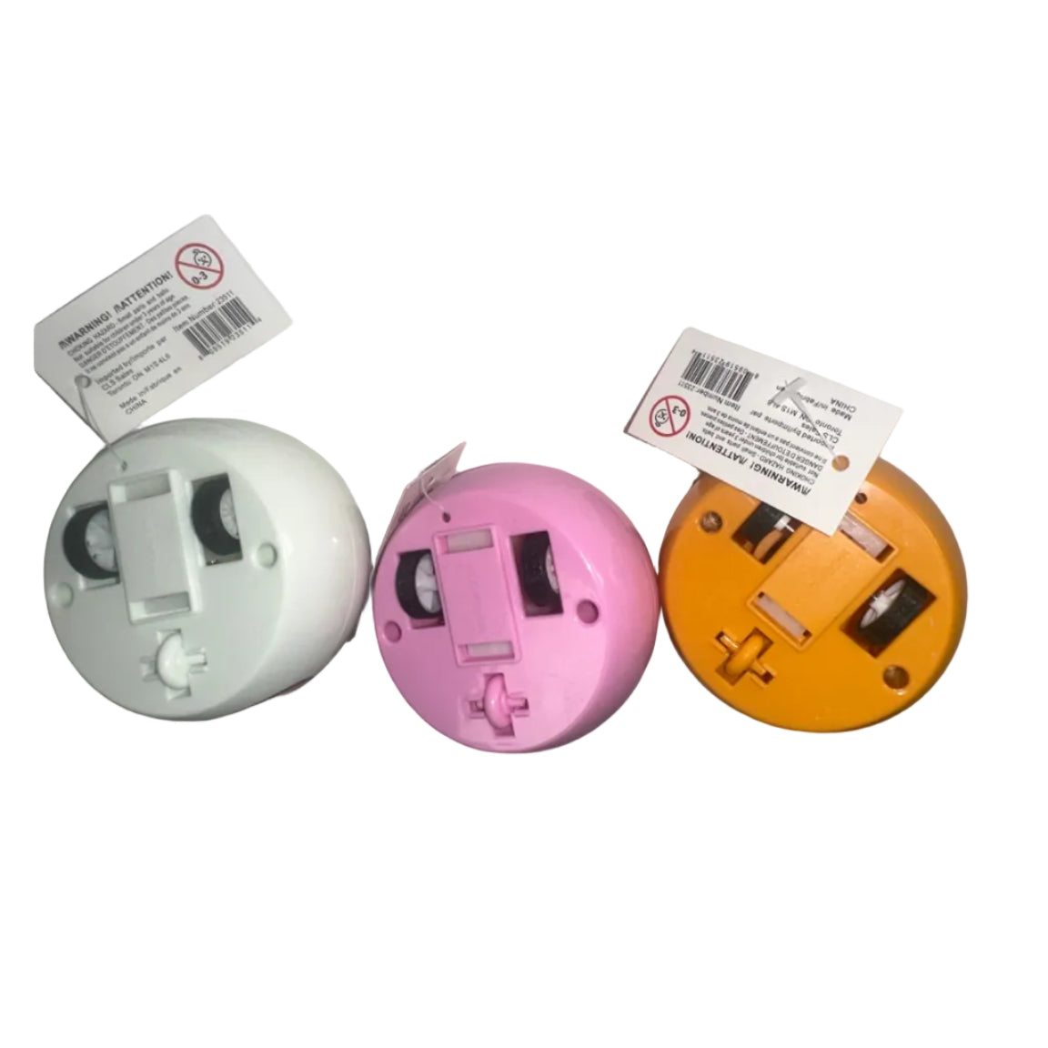 Wheels underneath and product tags