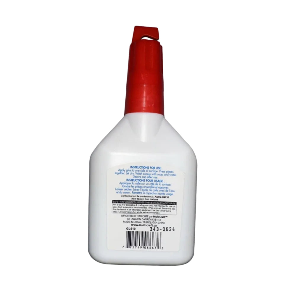CraftMedley white school glue 122 mL back label and UPC