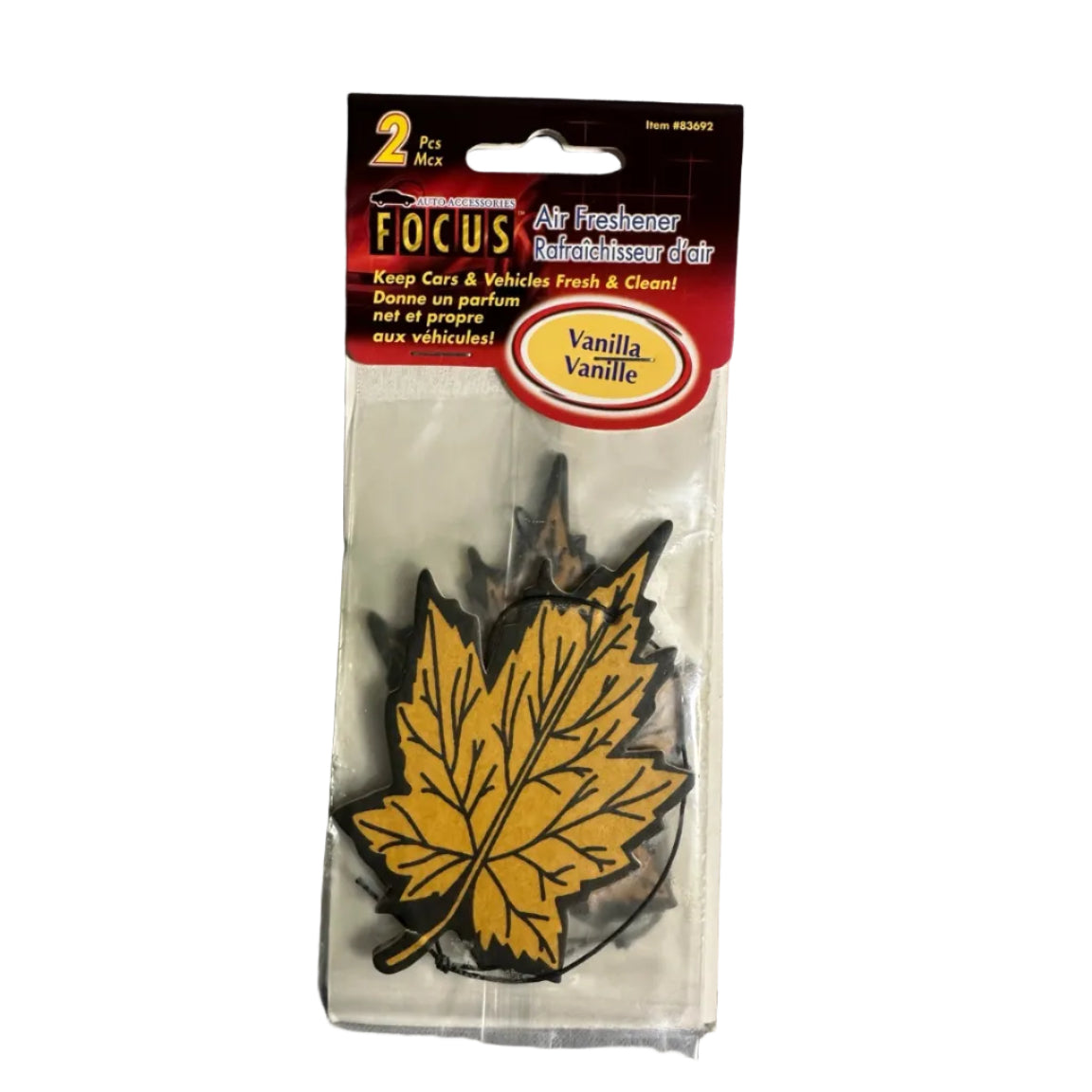 FOCUS Vanilla yellow leaf hanging air freshener 2-pack