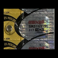 Maxell SR516SW five-cell manufacturer strip shown for identification; sale is one battery