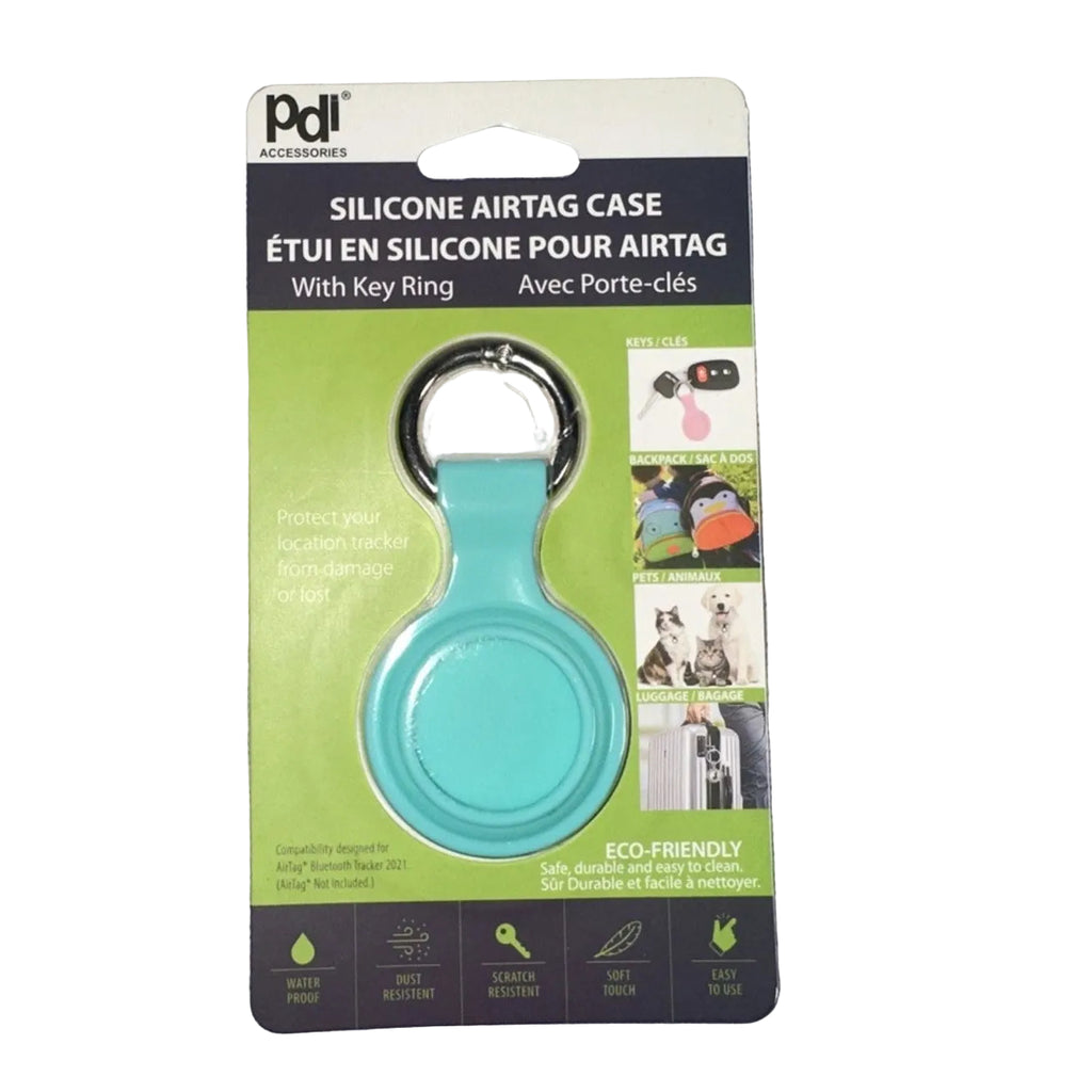 PDI silicone AirTag case turquoise packaged