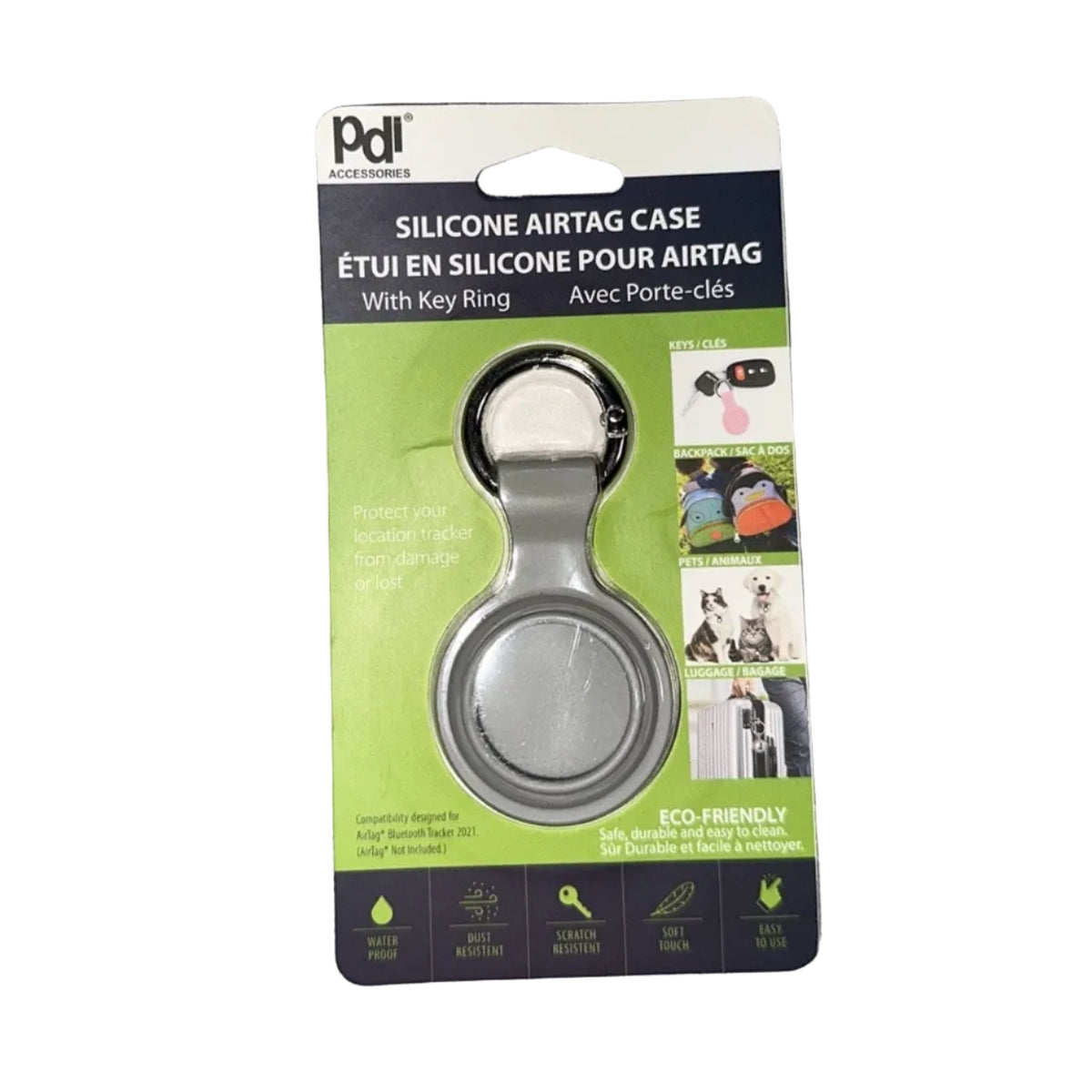 PDI silicone AirTag case grey packaged