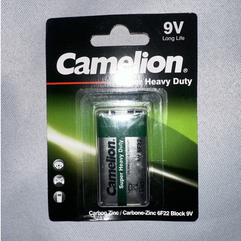 Camelion 9V Super Heavy Duty Carbon-Zinc Battery 6F22 – 1 Pack front packaging