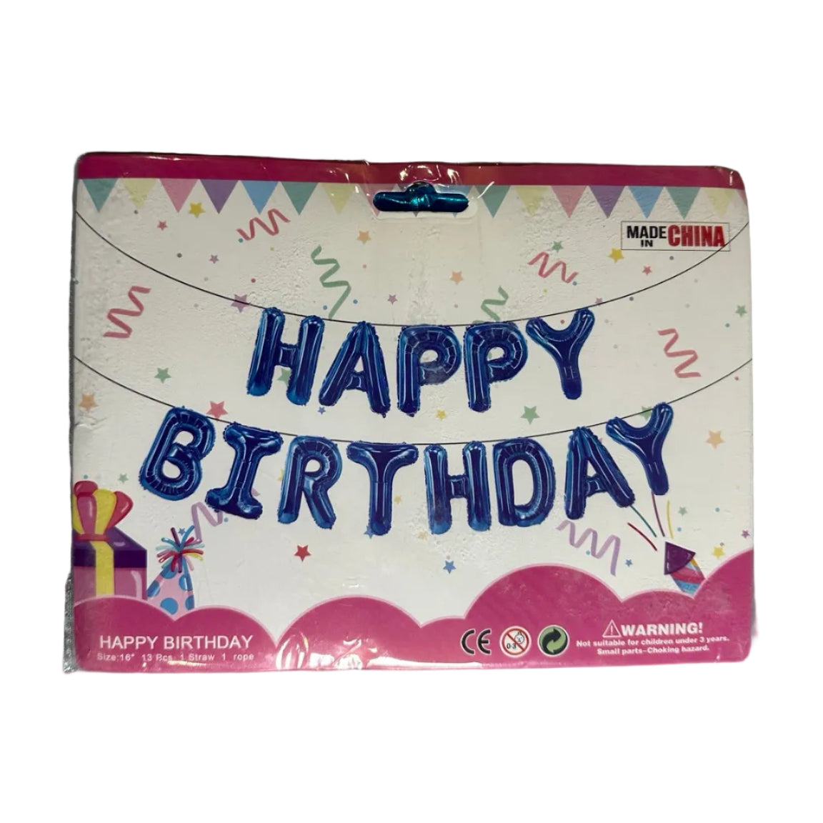 Blue Happy Birthday 16-inch foil letter balloon set